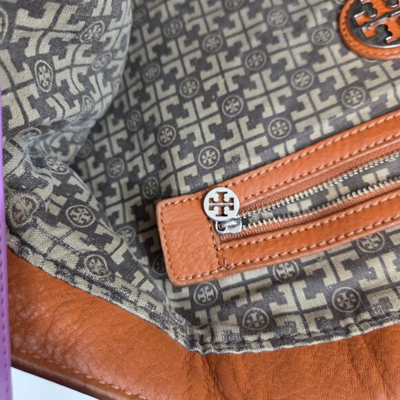 Tory Burch Large Pacey Book Tote Bag Blue Canvas Large Logo Purse - Picture 12 of 16